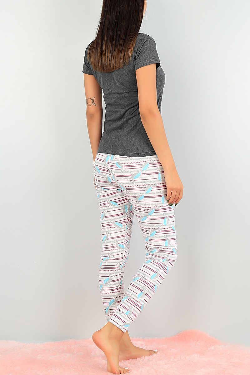 Antrasit Baskılı Bayan Pijama Takımı 73492