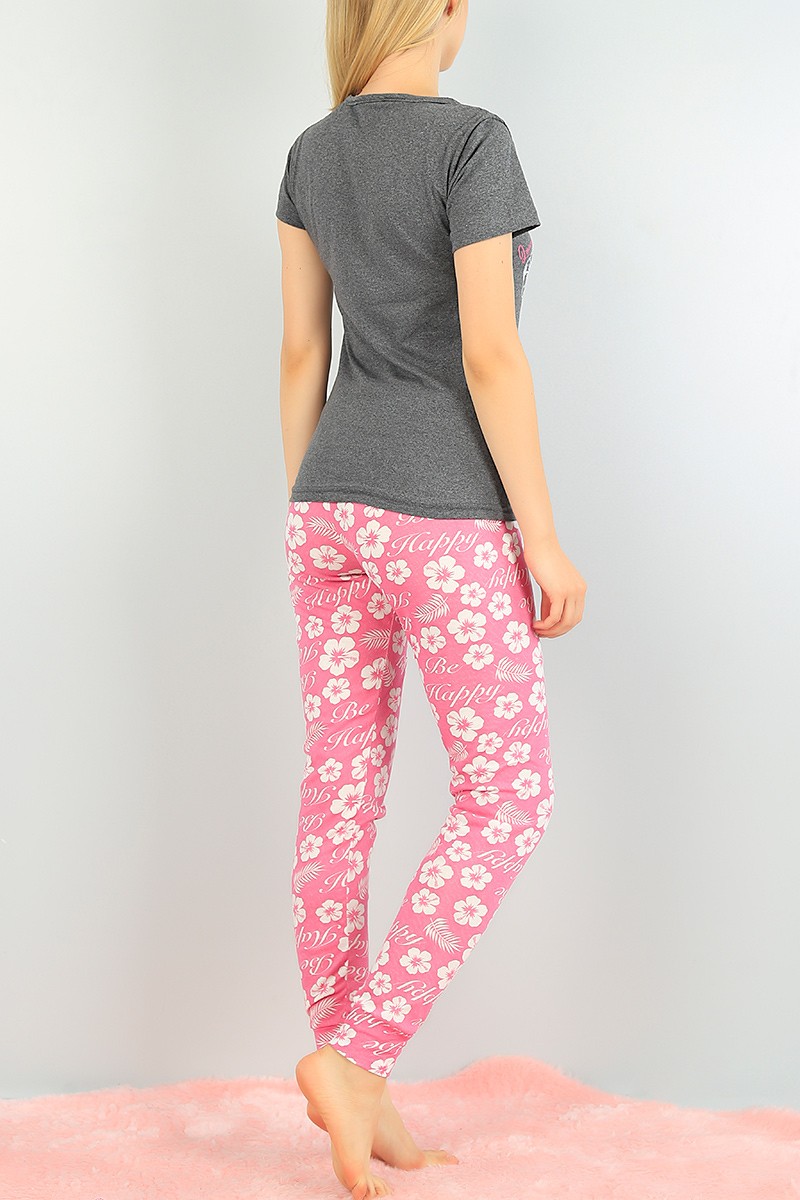 Antrasit Baskılı Bayan Pijama Takımı 73500