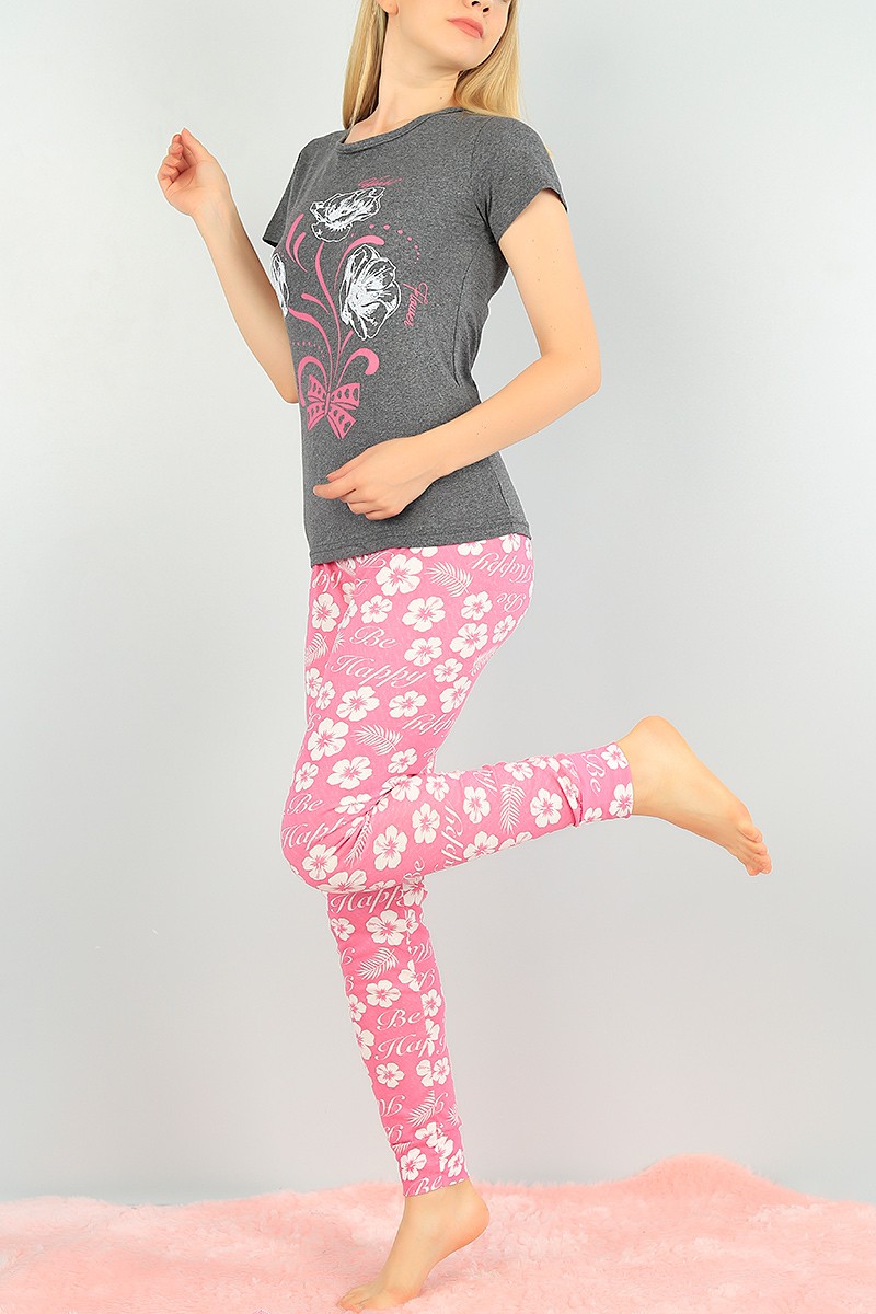 Antrasit Baskılı Bayan Pijama Takımı 73500