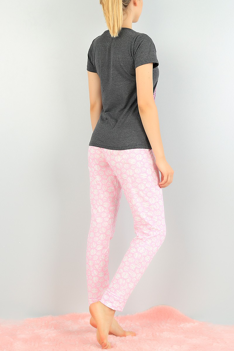 Antrasit Baskılı Bayan Pijama Takımı 73506
