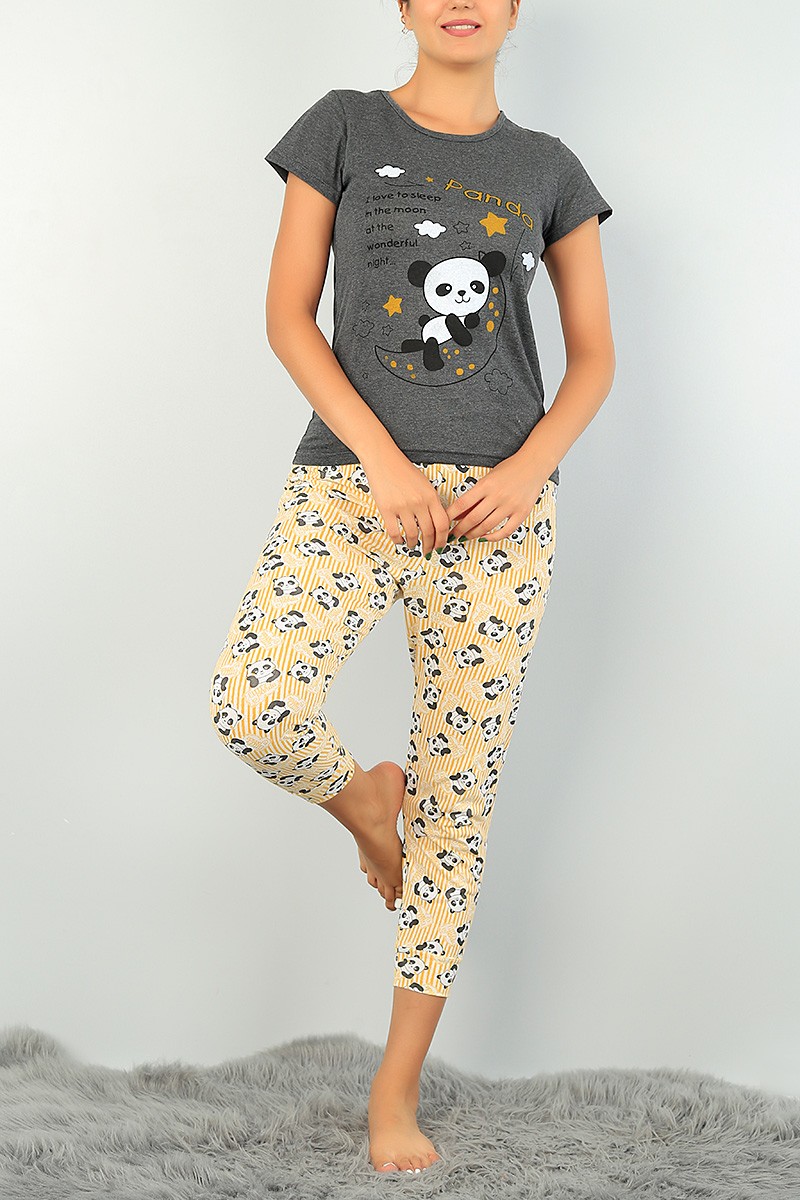 Antrasit Baskılı Bayan Pijama Takımı 73548