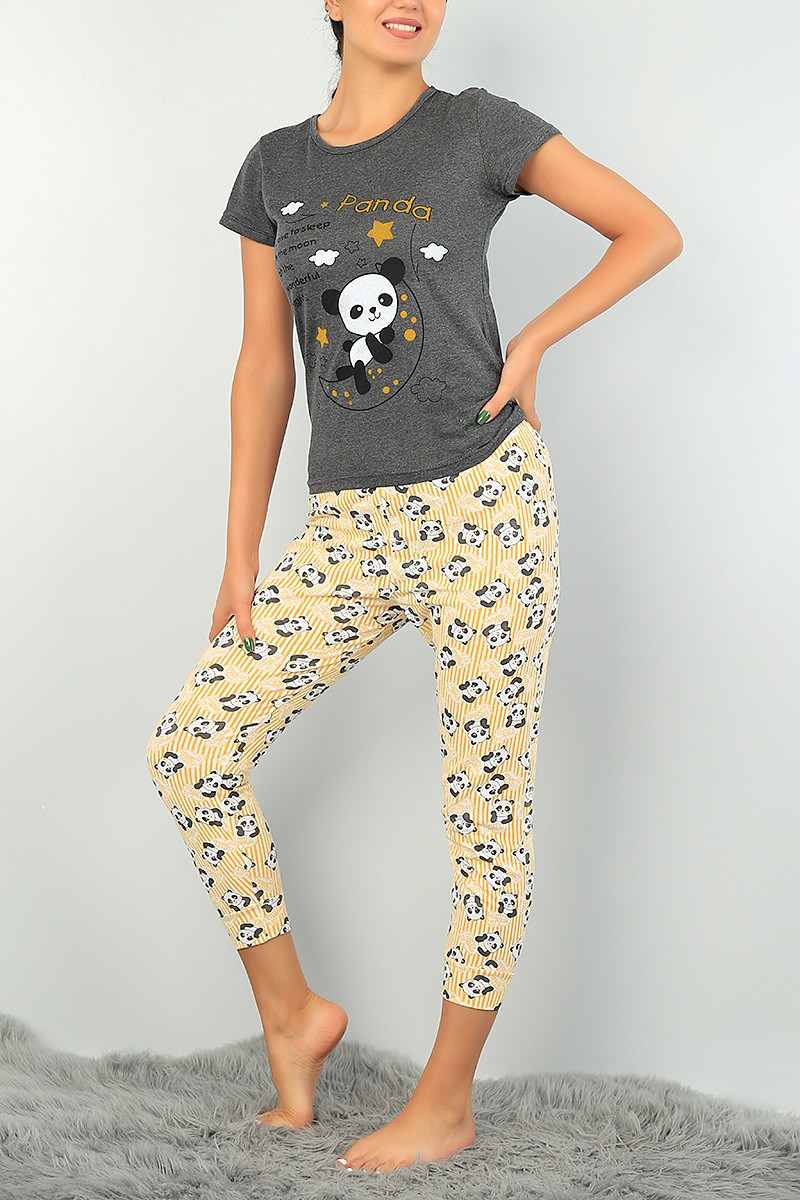 Antrasit Baskılı Bayan Pijama Takımı 73548