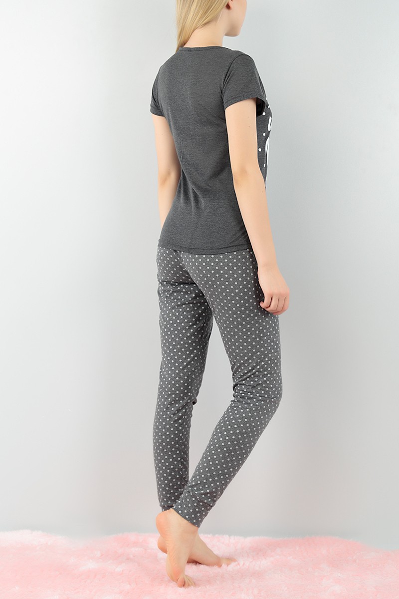 Antrasit Baskılı Bayan Pijama Takımı 73624