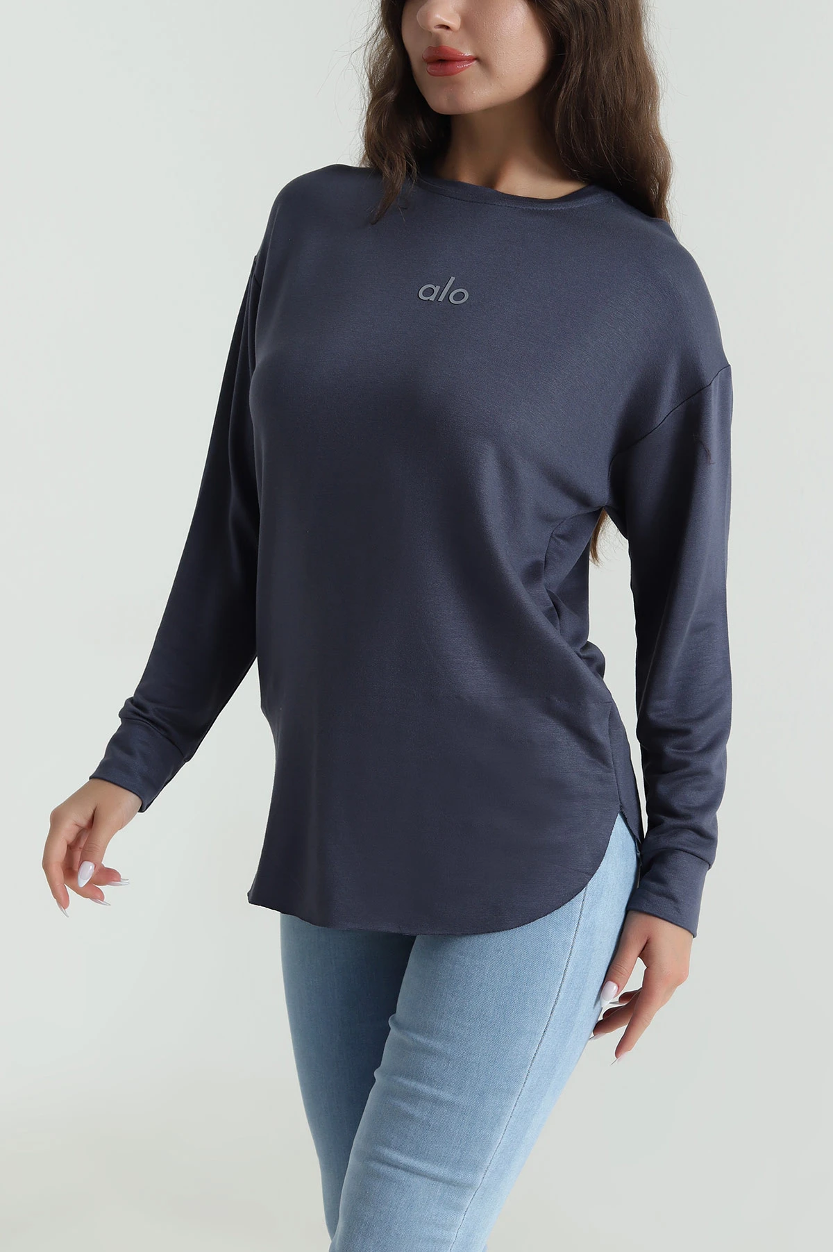 Antrasit Baskılı Kristal Kadın Sweat Tunik 485137