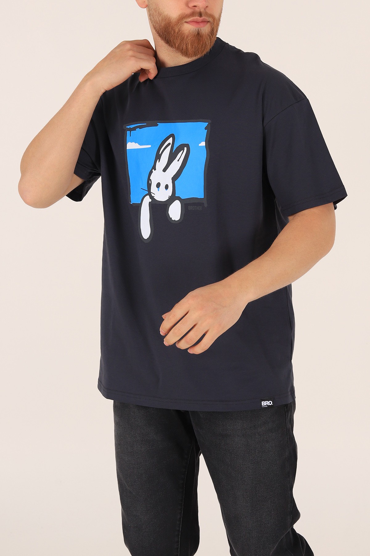 Antrasit Baskılı Oversize Erkek Tişört 167504