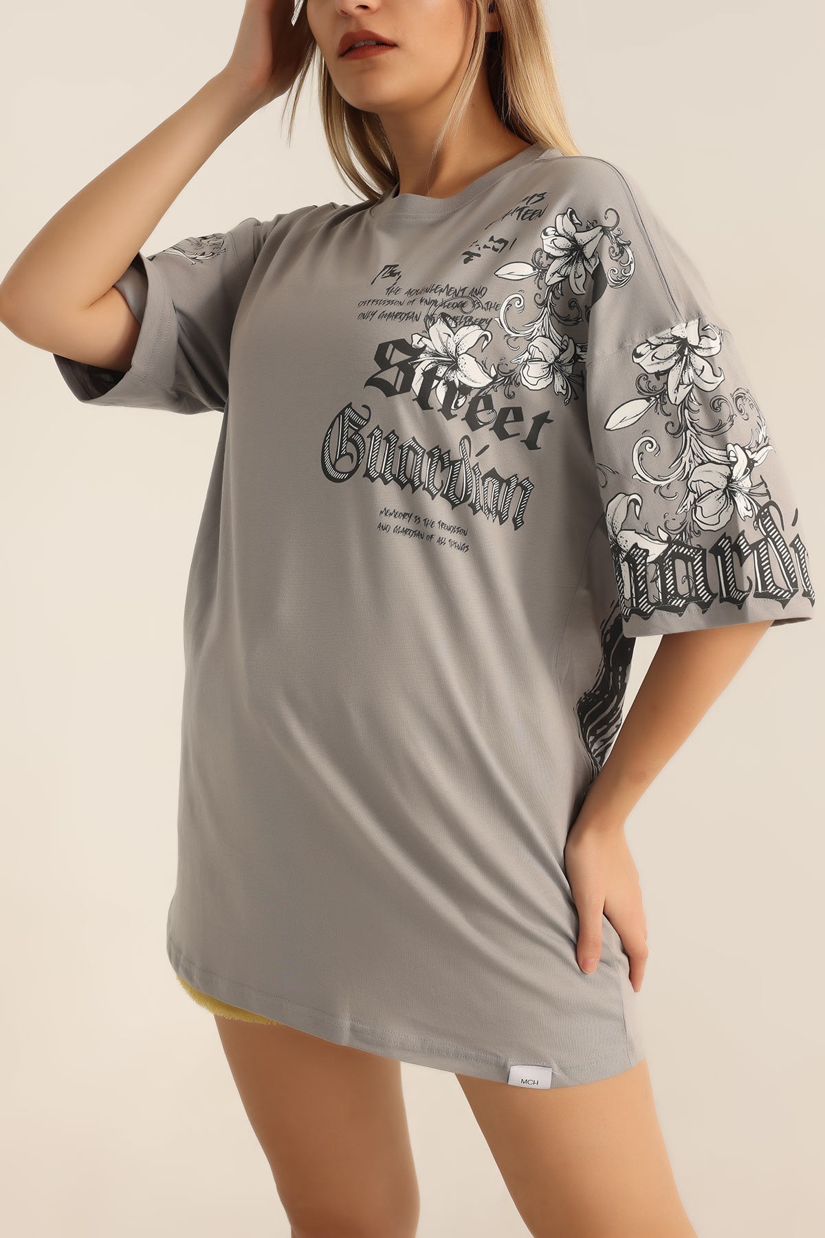 Antrasit Baskılı Oversize Tişört 184606