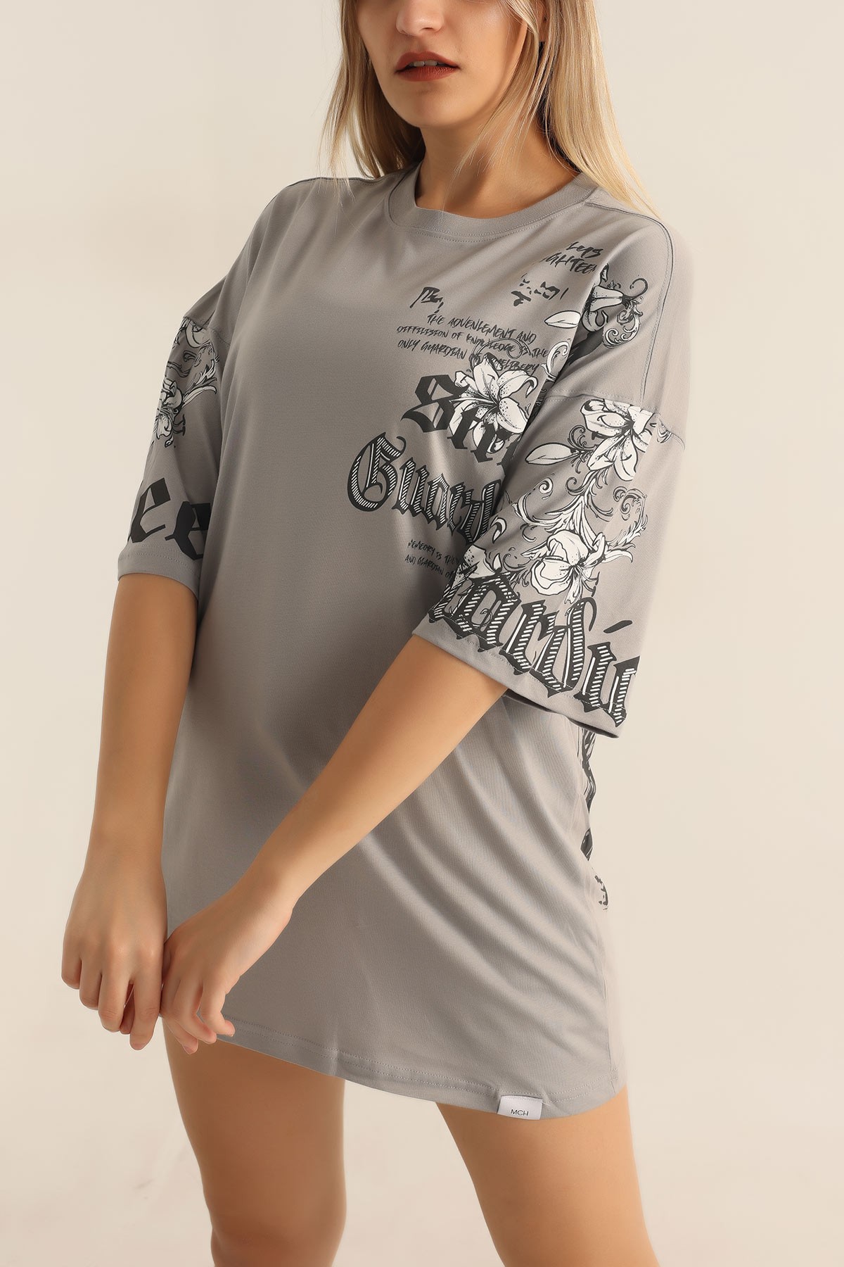 Antrasit Baskılı Oversize Tişört 184606