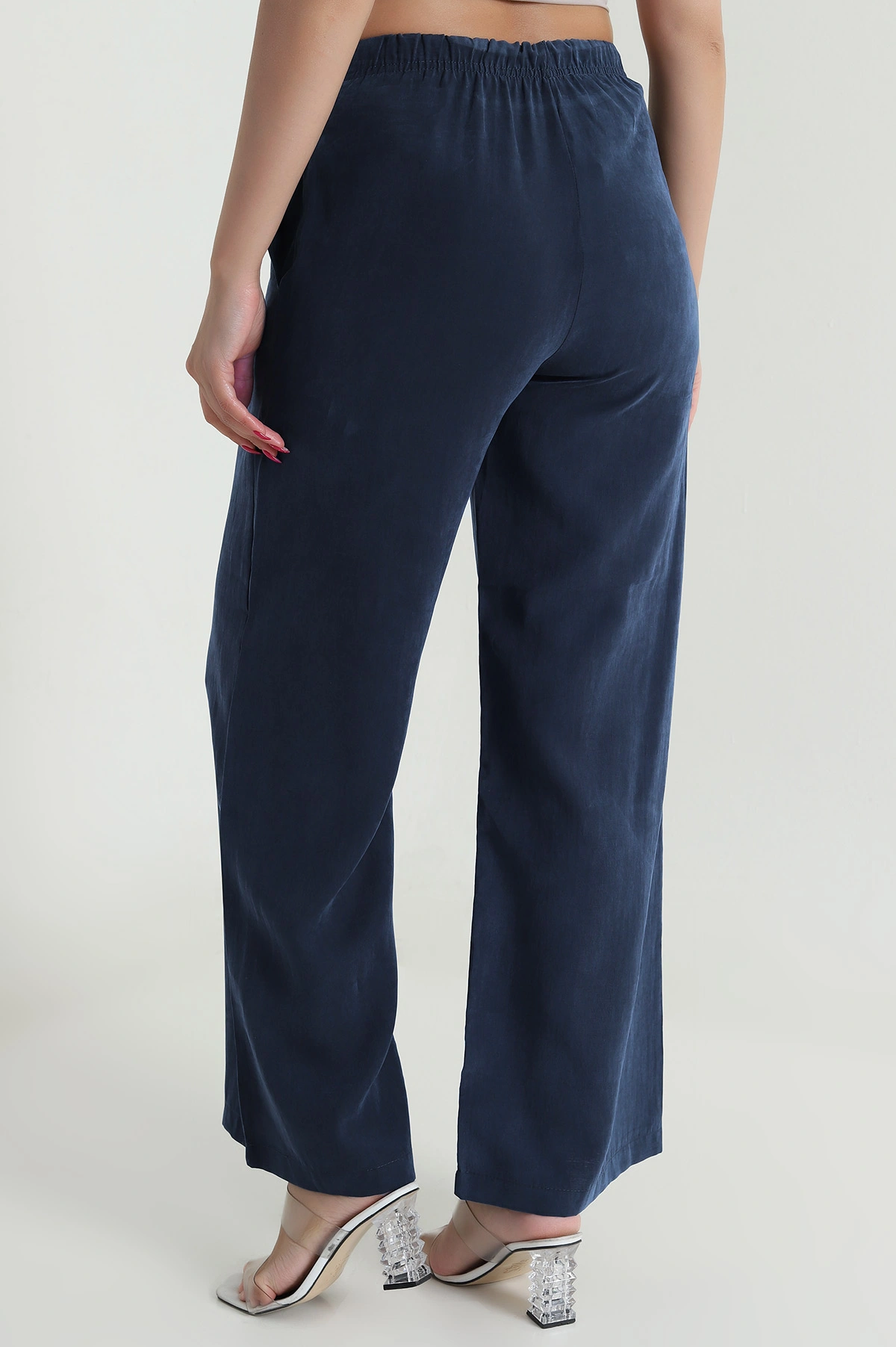Antrasit Bel Lastikli Cepli Tencel Kadın Pantolon 476600