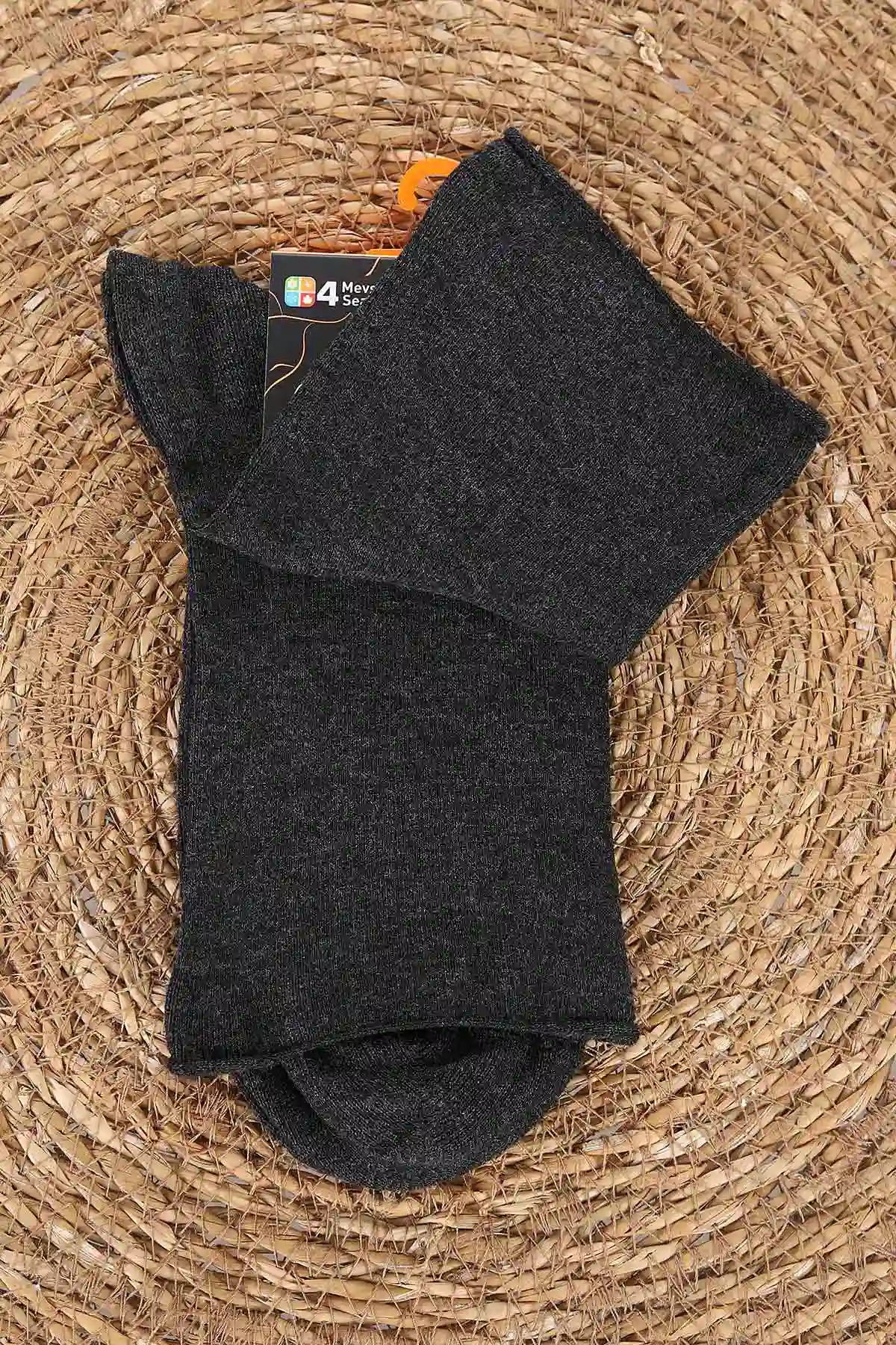 Antrasit Dört Mevsim Unisex Lastiksiz Modal Çorap (36-40) 477046