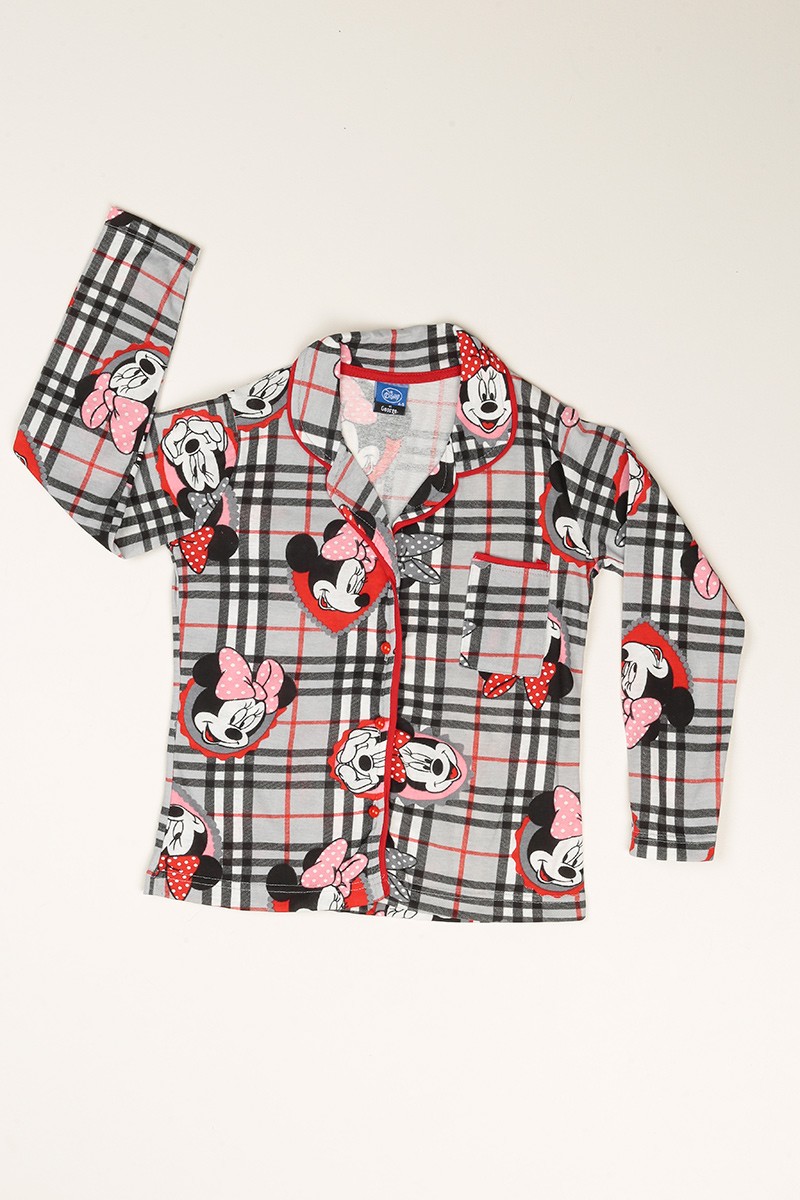 Antrasit Düğmeli Kız Çocuk Pijama Takımı 77891