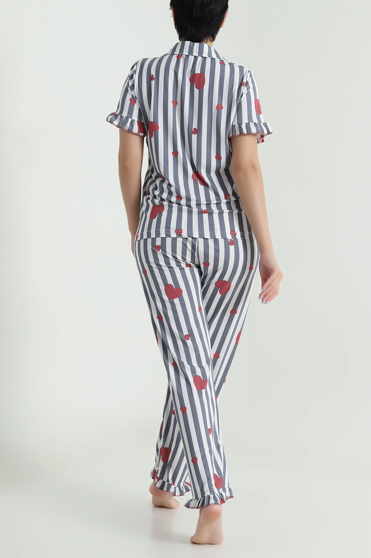 Antrasit Düğmeli Sedef Kadın Pijama Takımı 479536