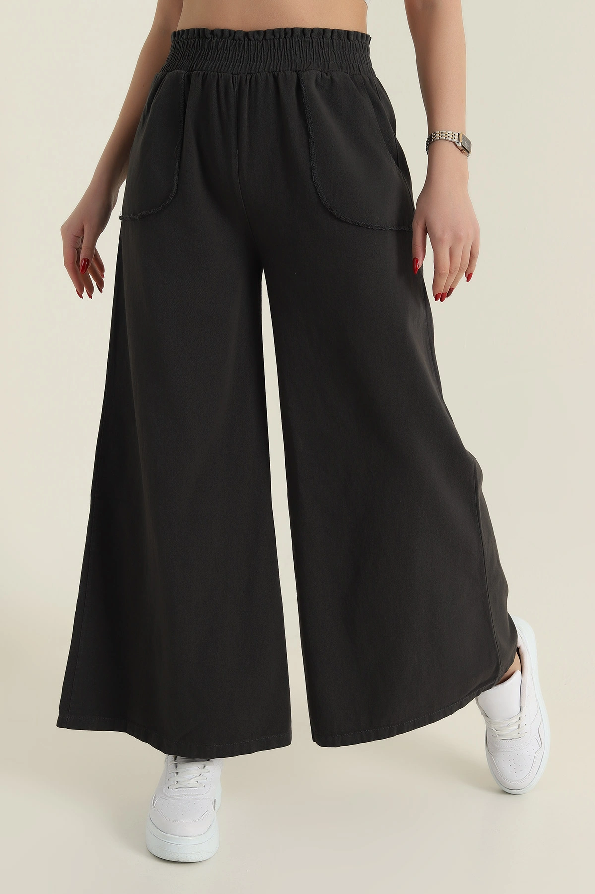 Antrasit Gabardin İspanyol Paça Kadın Pantolon 426639