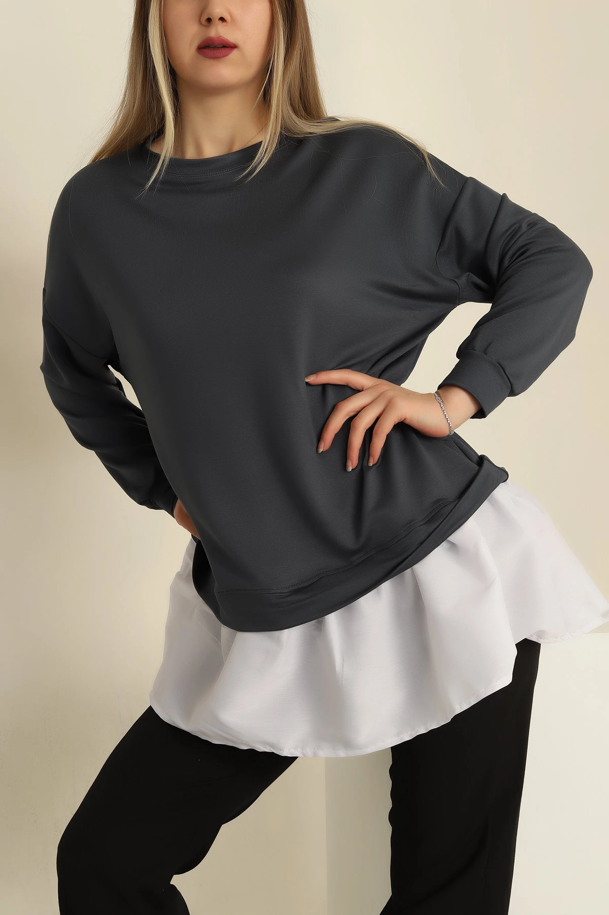 , Antrasit Garnilli Oysho Kumaş Tunik 261721