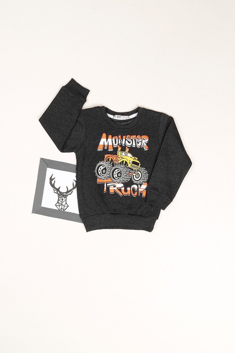 Antrasit İçi Şardonlu Monster Baskılı Erkek Çocuk Sweat 80974