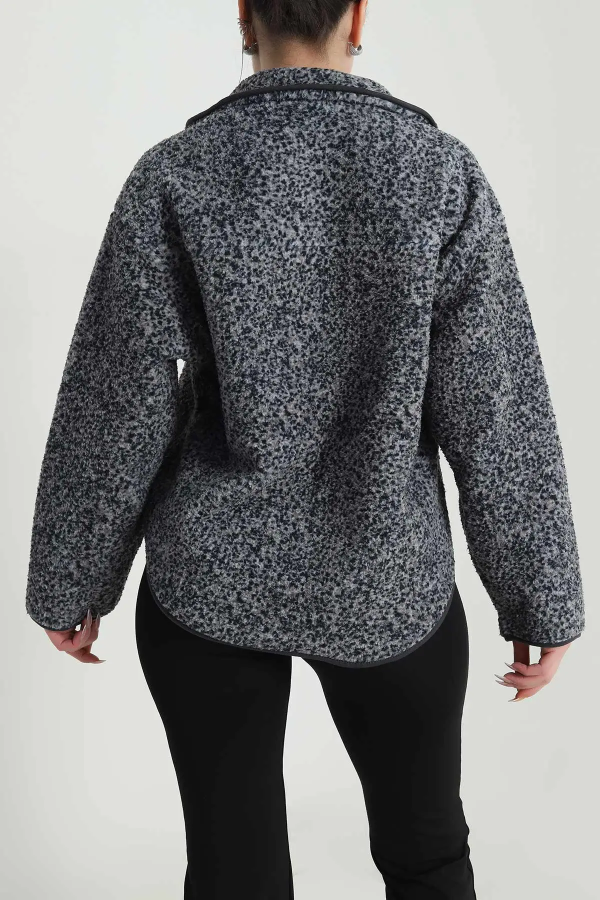 Antrasit Kangru Cep Detay Teddy Kadın Sweat 492641