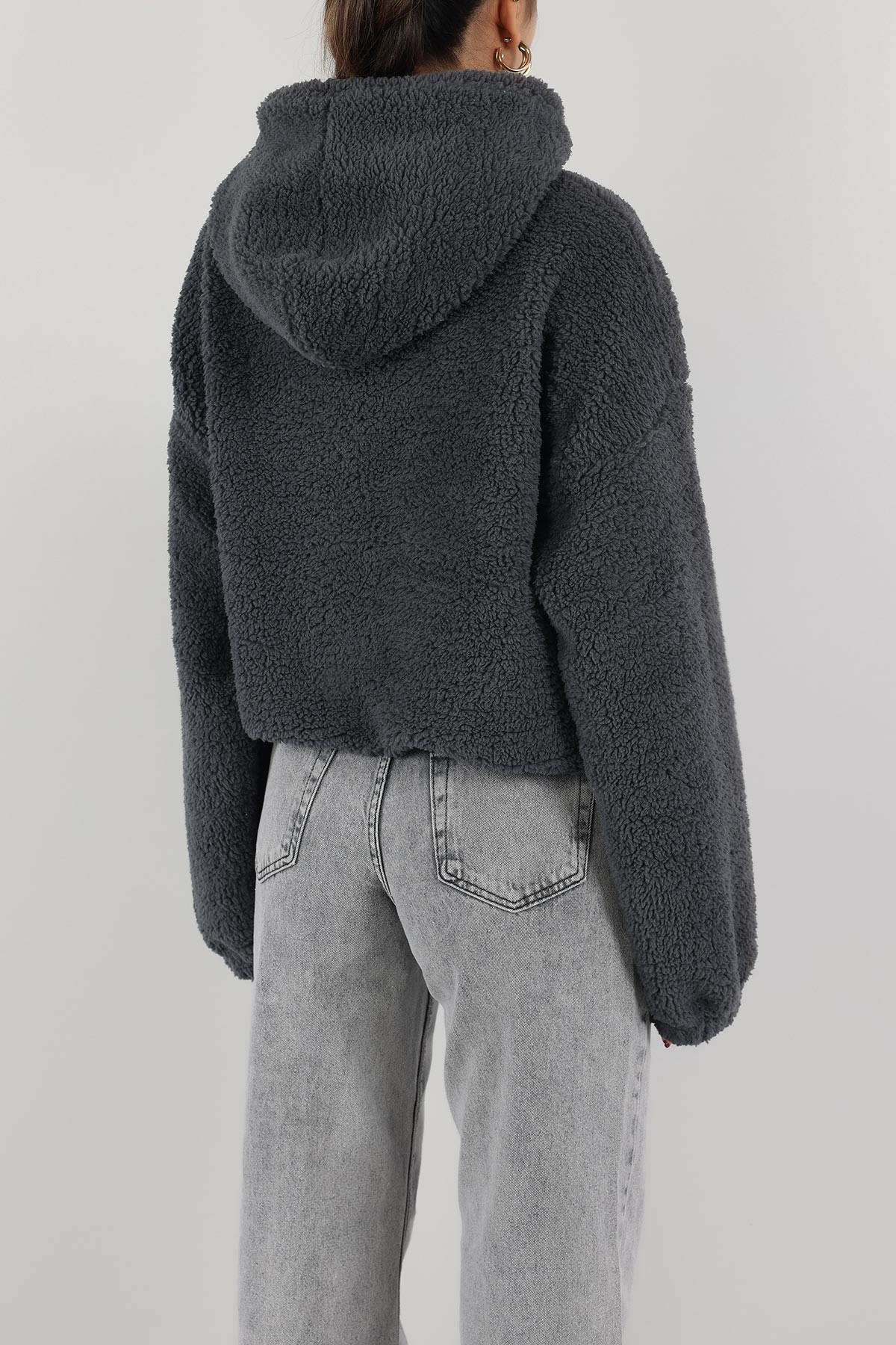Antrasit Kapüşonlu Cepli Yumoş Sweat 151236