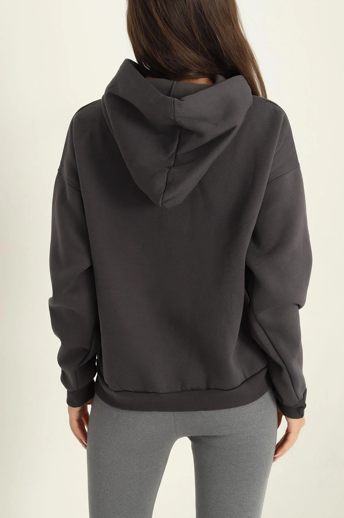 Antrasit Kapüşonlu İçi Şardonlu Basic Sweat 292842