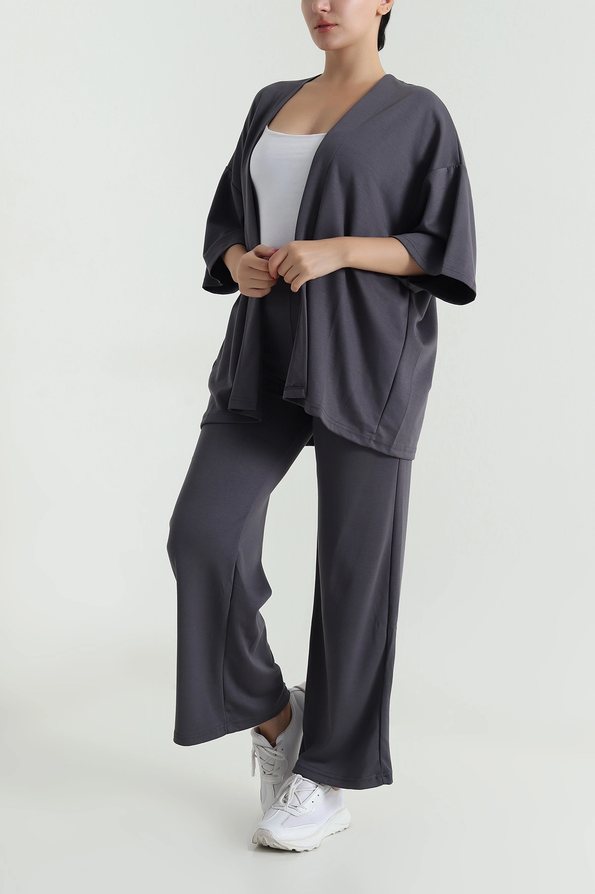 Antrasit Kimono Pantolon Kadın İkili Takım 479531