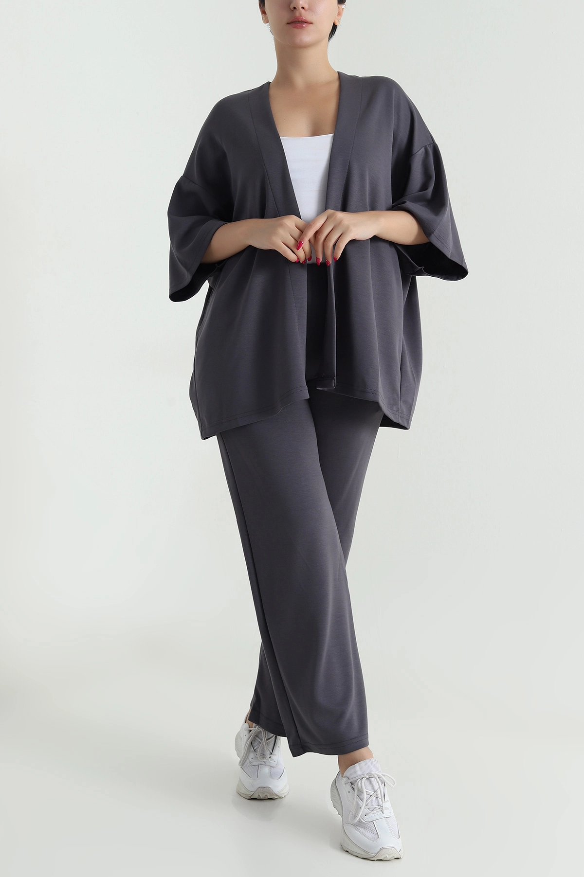 Antrasit Kimono Pantolon Kadın İkili Takım 479531