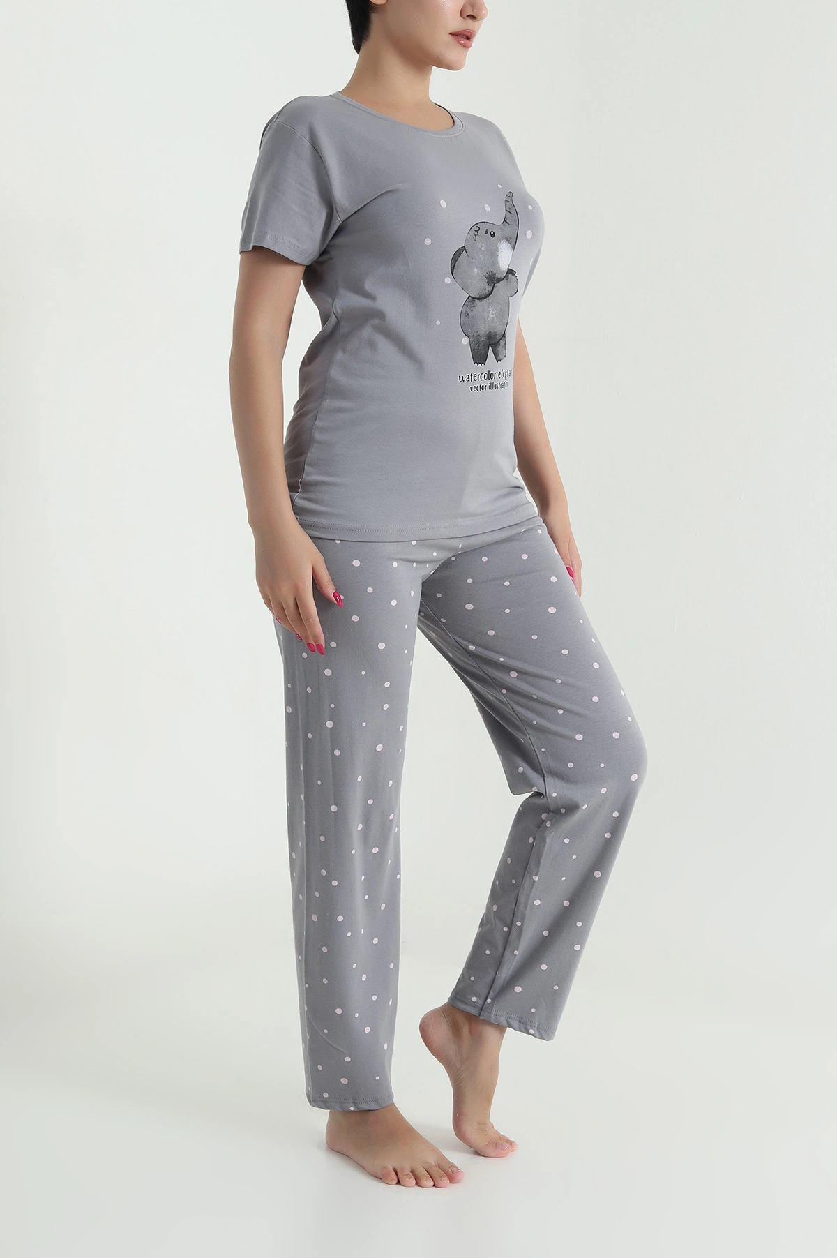 Antrasit Kısa Kollu Modal Kadın Pijama Takımı 476601