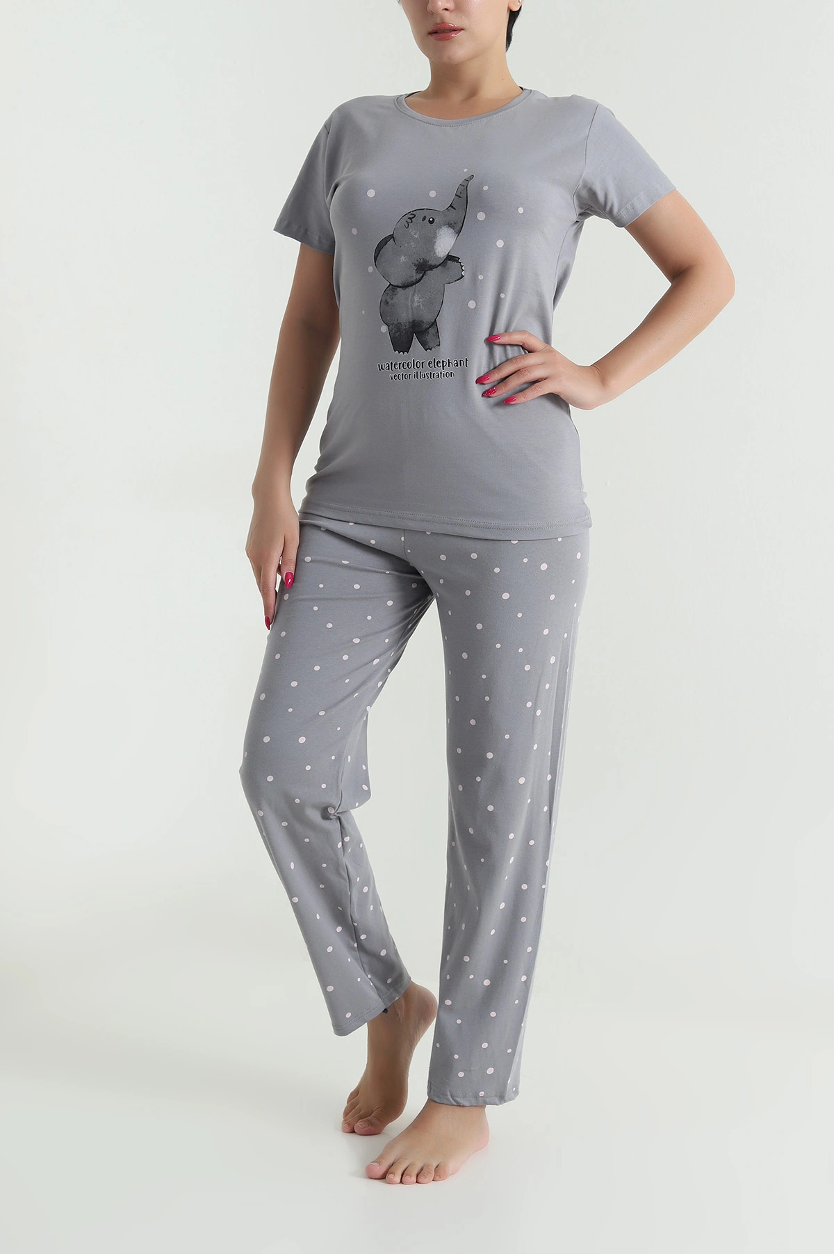 Antrasit Kısa Kollu Modal Kadın Pijama Takımı 476601