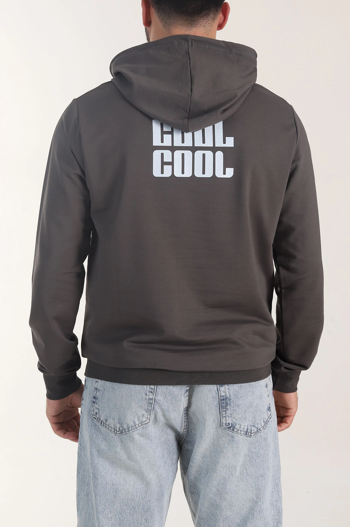 Antrasit Kompak Kumaş Baskılı Cepli Erkek Sweatshirt 405616