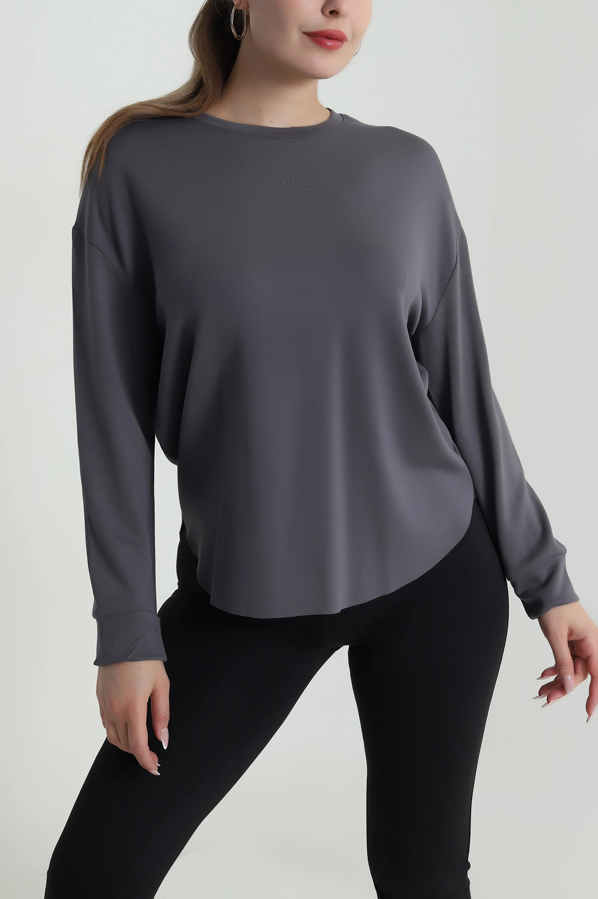 Antrasit Likralı Oysho Kadın Sweat 486382