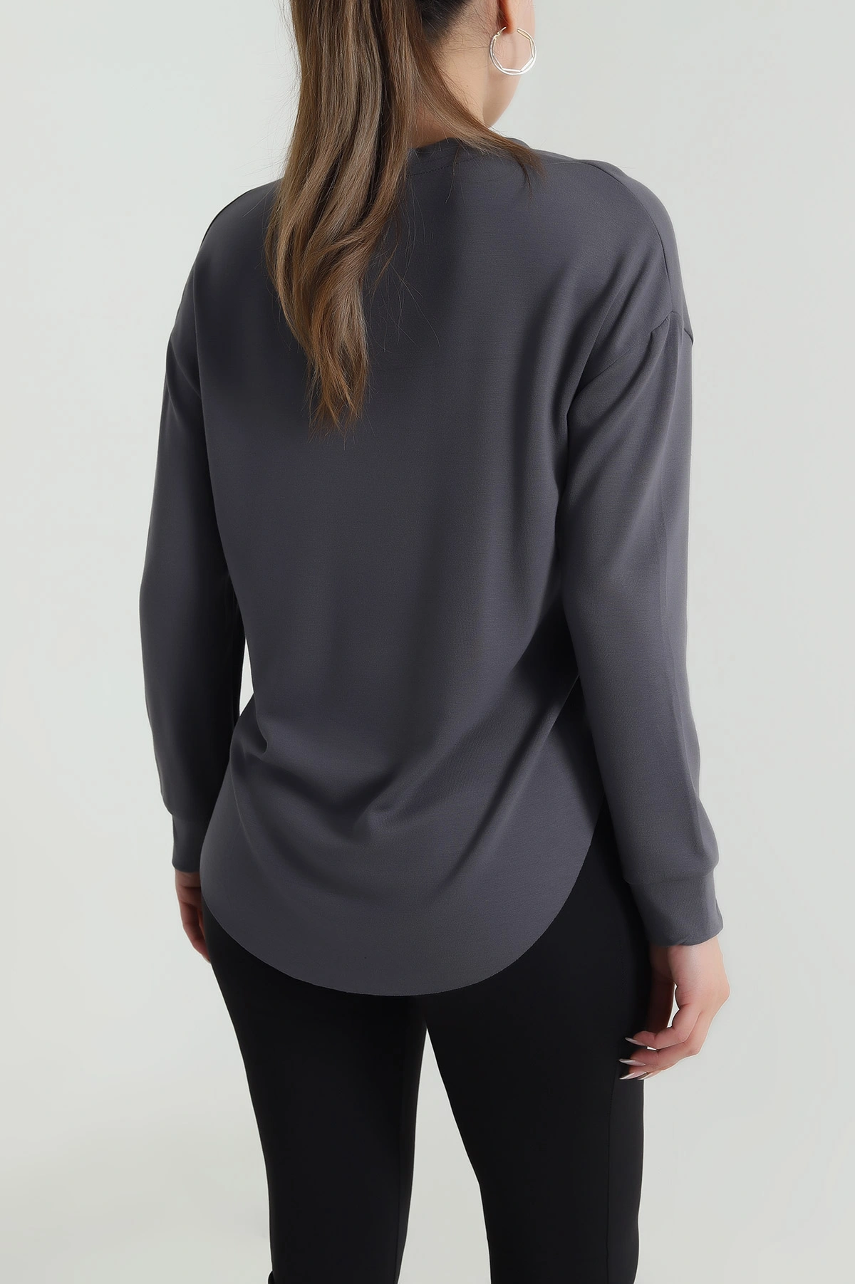 Antrasit Likralı Oysho Kadın Sweat 486382