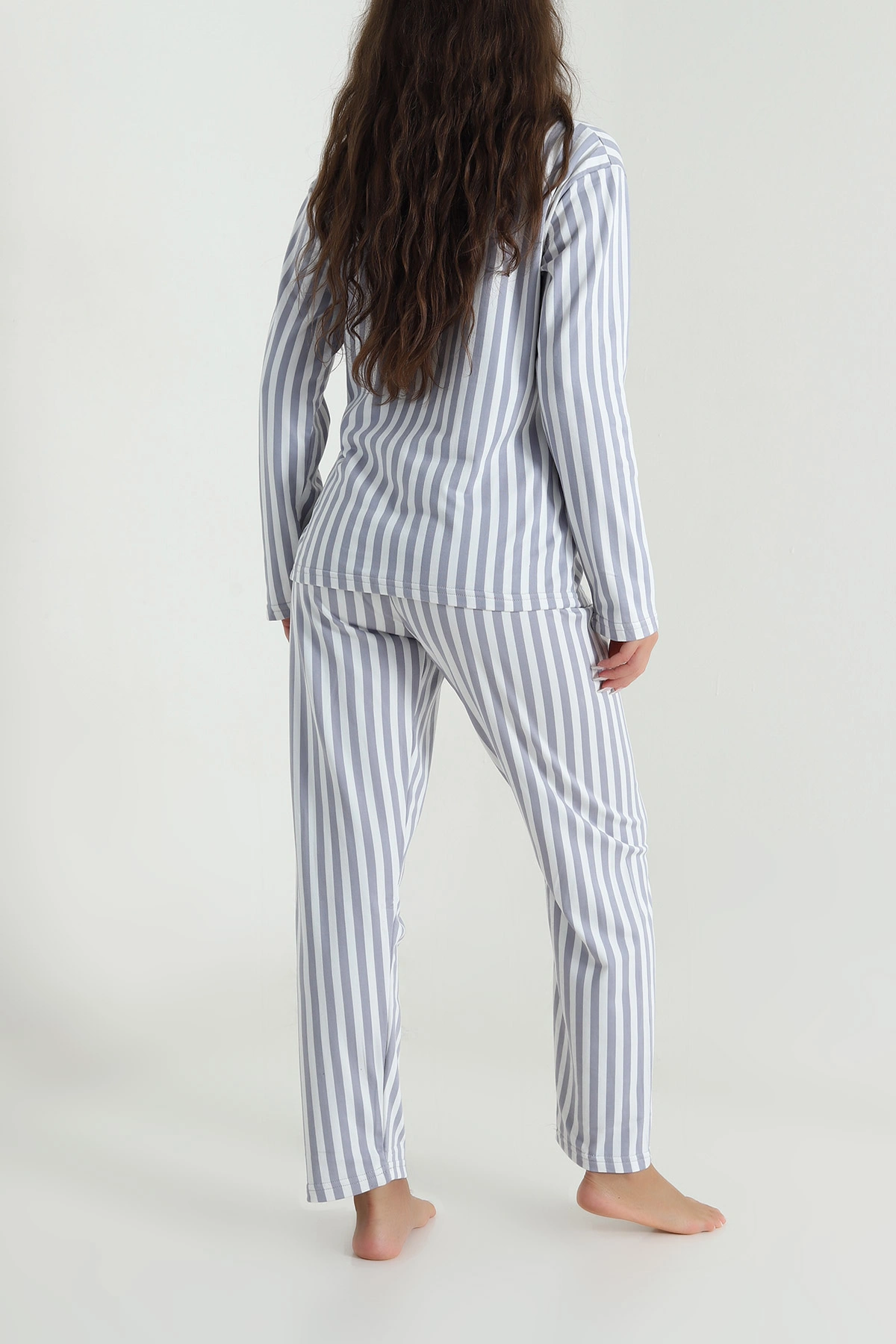 Antrasit Milan Soft Düğmeli Kadın Pijama Takımı 488927