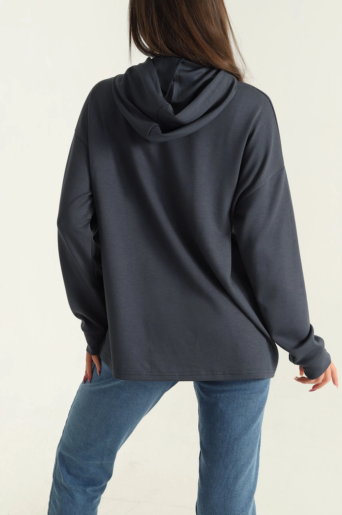 Antrasit Modal Kumaş Bayan Sweat 304504