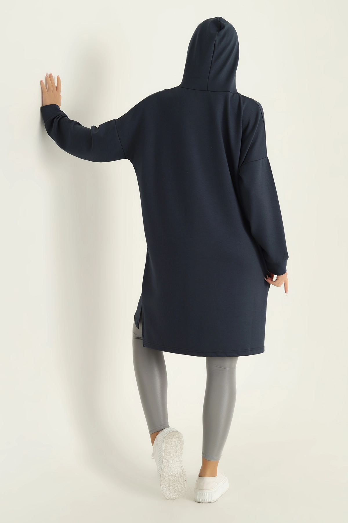 Antrasit Modal Kumaş Kapüşonlu Sweat Tunik 297522