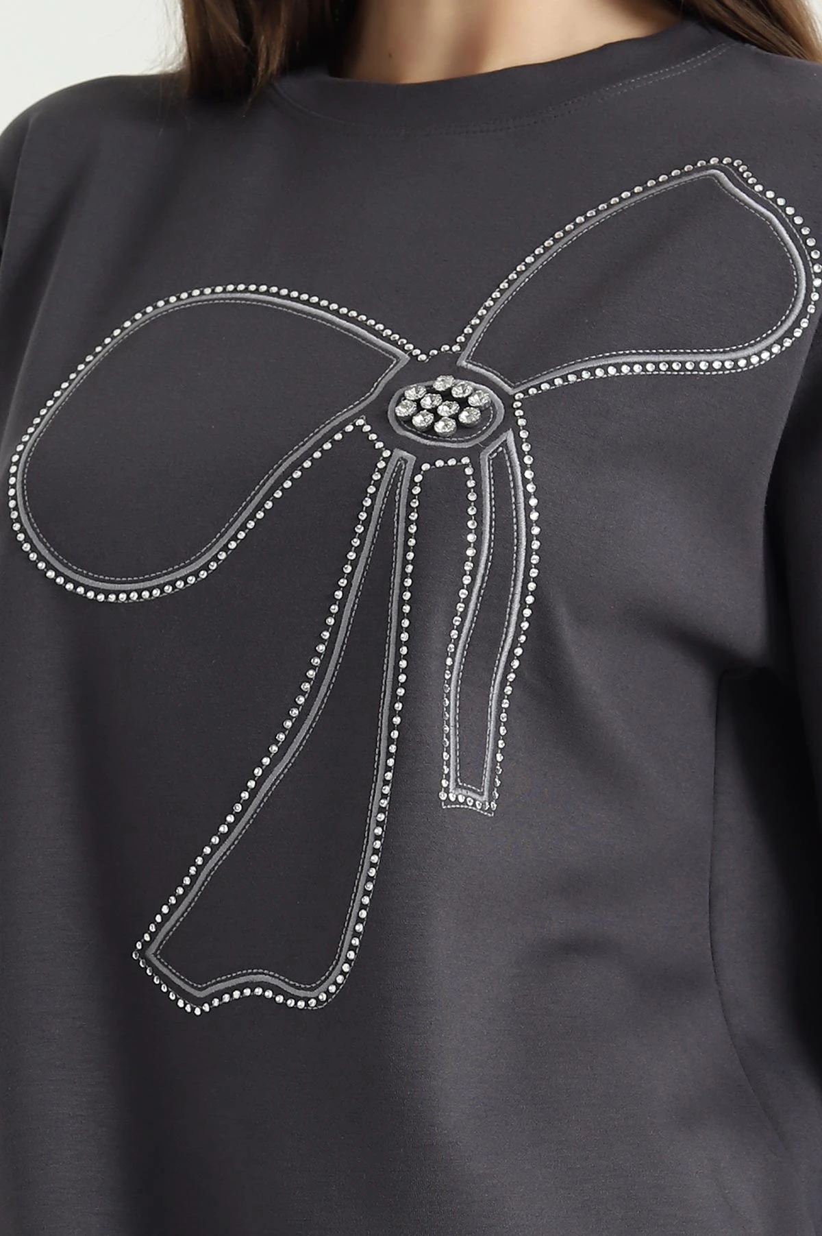 Antrasit Nakışlı Taş Detaylı Oysho Kumaş Tunik 337861