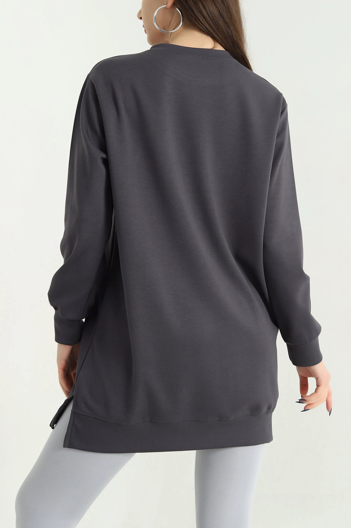 Antrasit Nakışlı Taş Detaylı Oysho Kumaş Tunik 337861