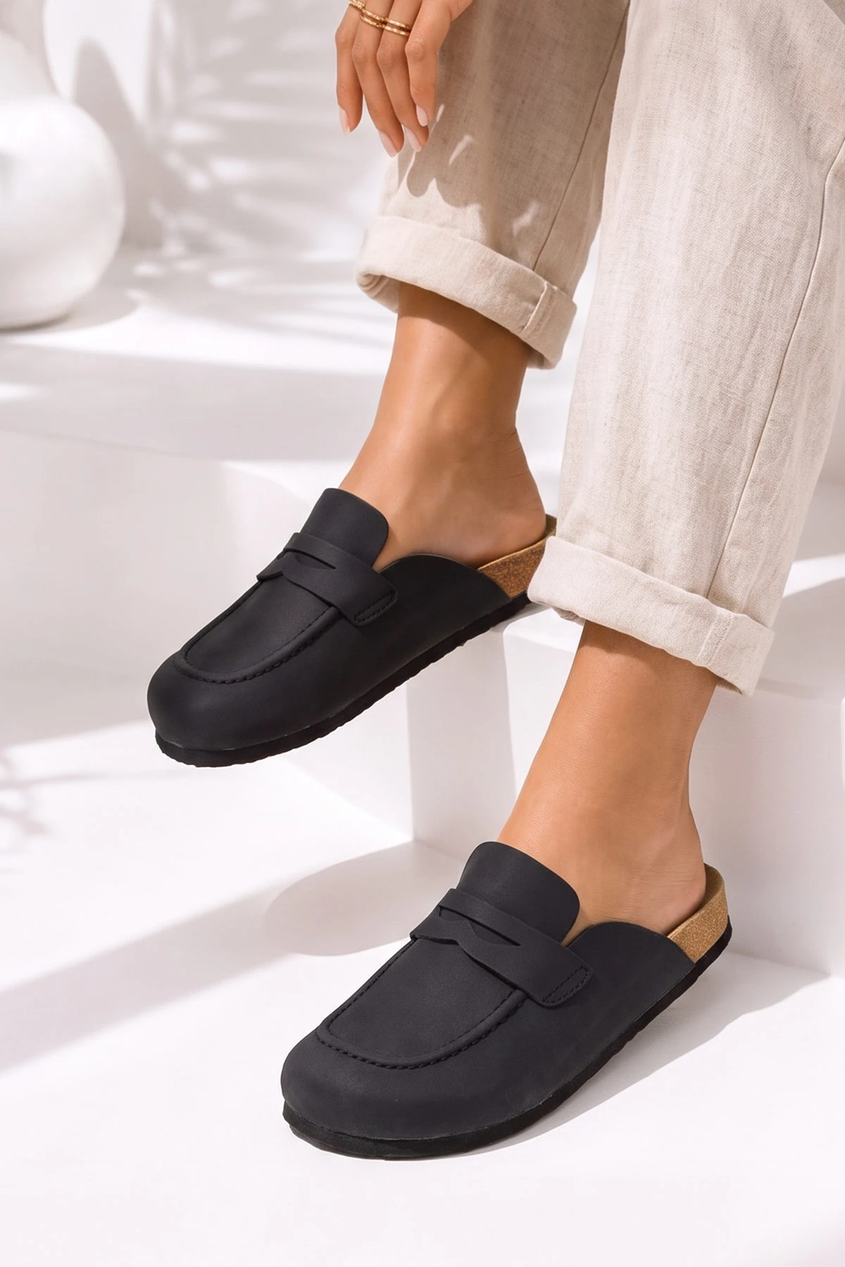 Antrasit Nubuk Kadın Loafer Terlik 497922