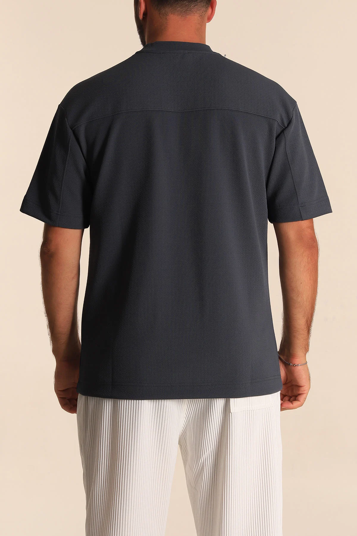 Antrasit Oversize Jakarlı Basic Erkek Tişört 285795