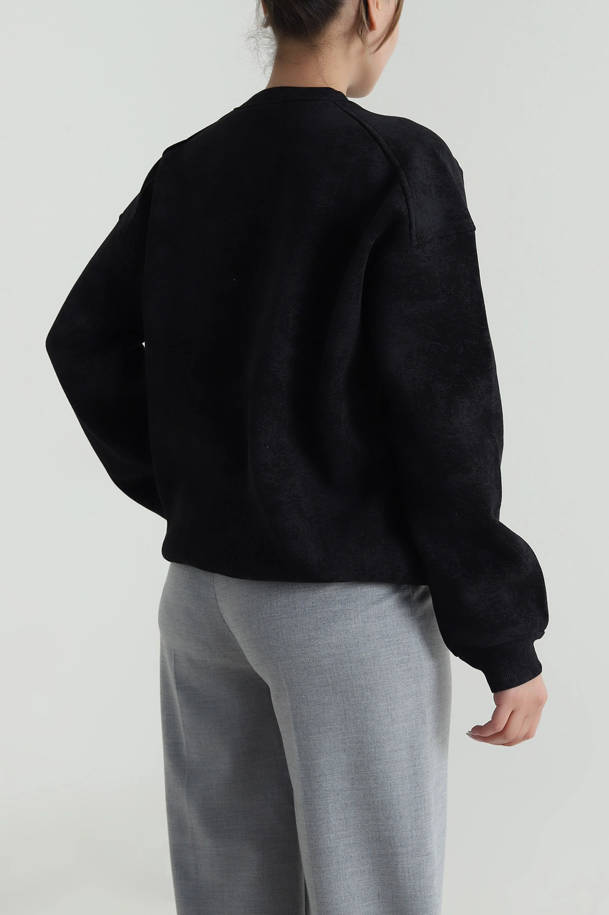 Antrasit Oversize Şardonlu Üç İp Kadın Sweat 486705