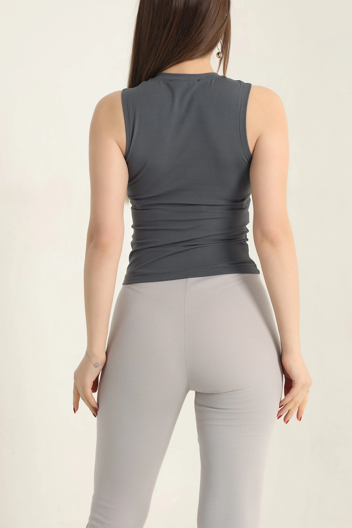 Antrasit Oysho Kumaş Kolsuz Bluz 337423