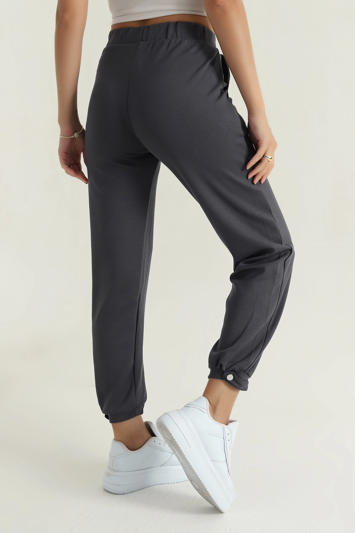 Antrasit Paça Çıtçıtlı Modal Kadın Pantolon 381466