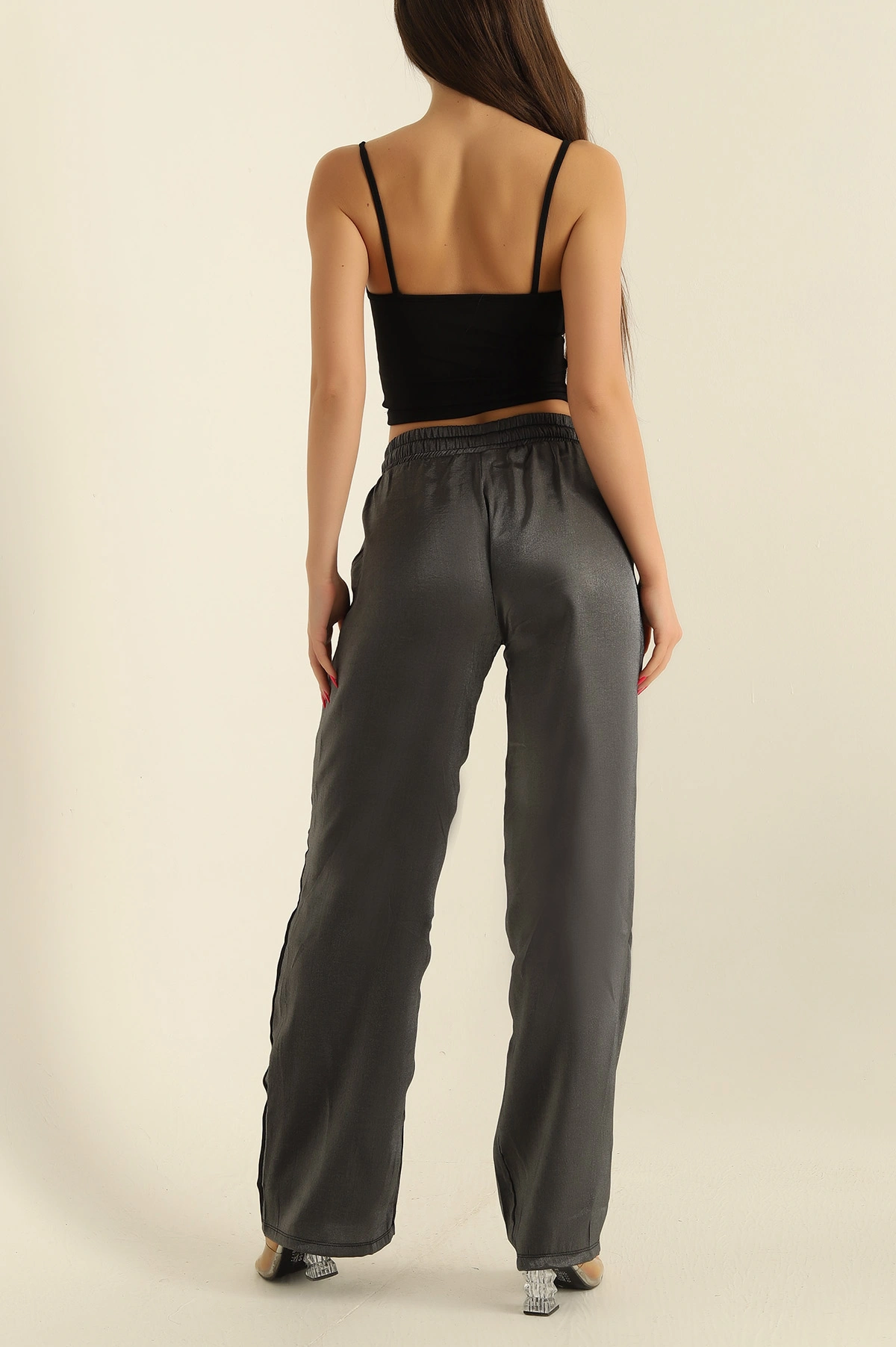 Antrasit Parlak Kumaş Bayan Pantalon 277521