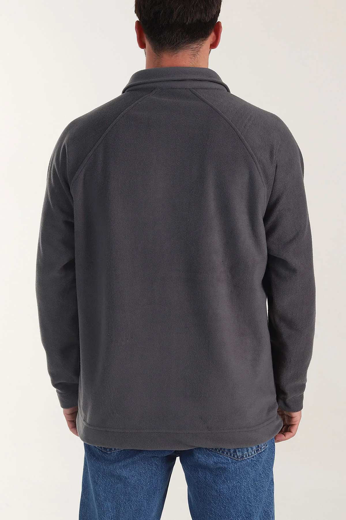 Antrasit Polo Yaka Düğmeli Uzun Kollu Polar Kumaş Erkek Sweatshirt 404280