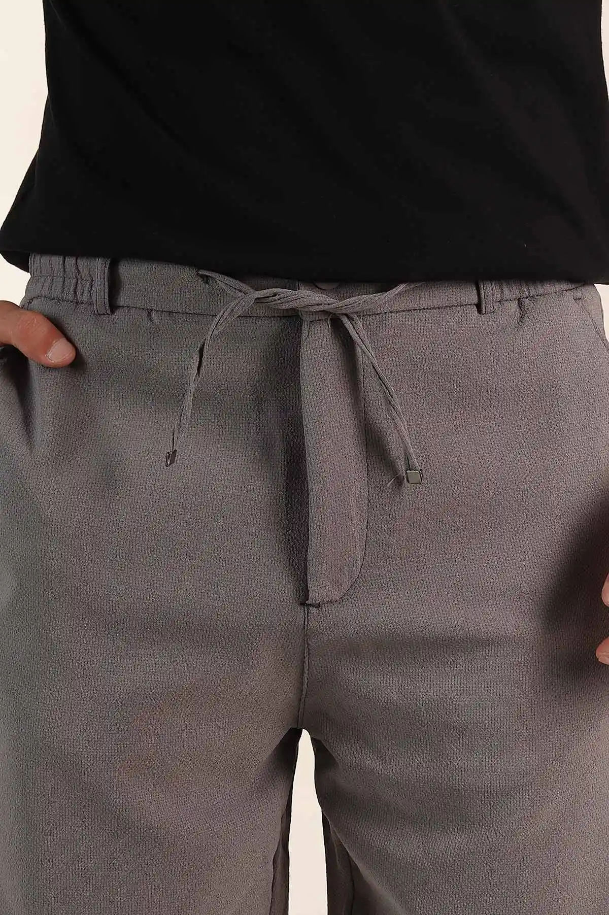 Antrasit Regular Fit Bel Lastikli Erkek Şort 385204
