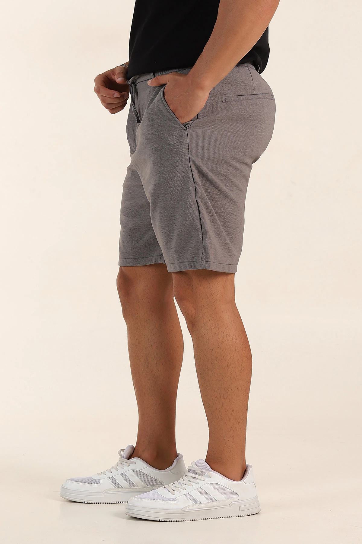 Antrasit Regular Fit Bel Lastikli Erkek Şort 385204