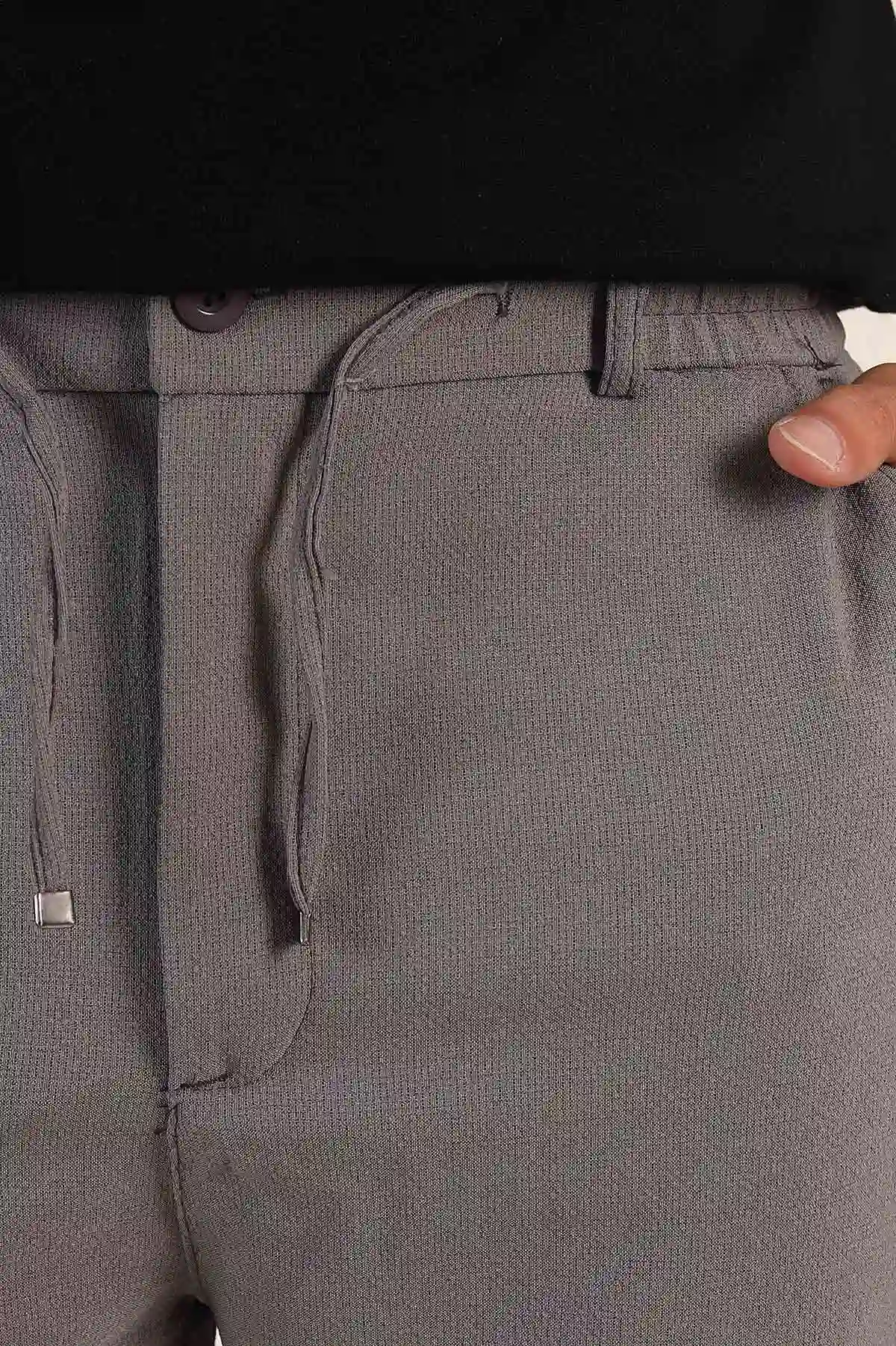 Antrasit Regular Fit Dokulu Bel Lastikli Erkek Pantolon 382284