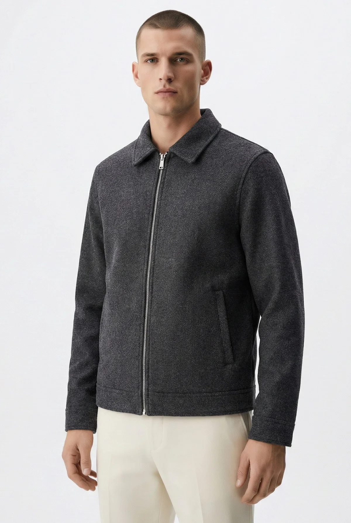 Antrasit Regular Fit İçi Astarlı Kaşe Ceket 418940