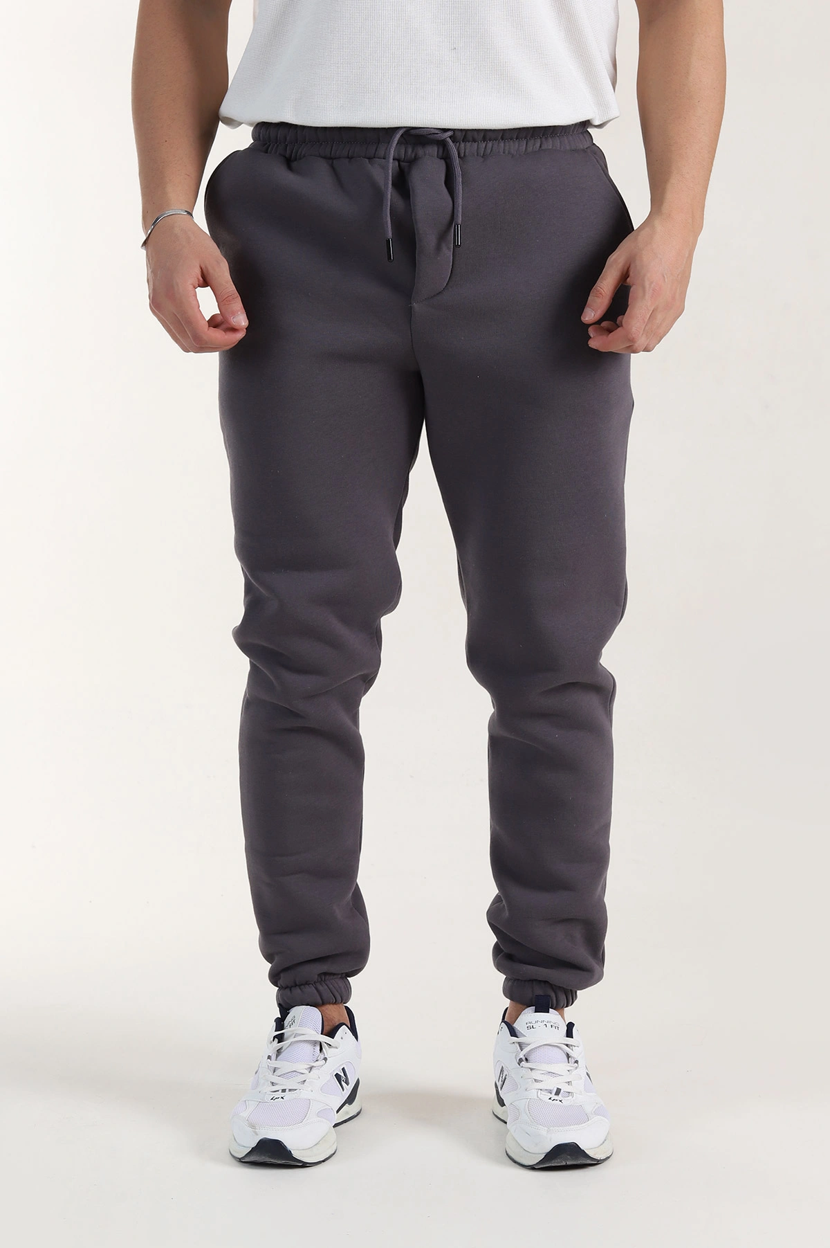 Antrasit Regular Fit İki İp Paça Lastikli Erkek Eşofman Altı 398187