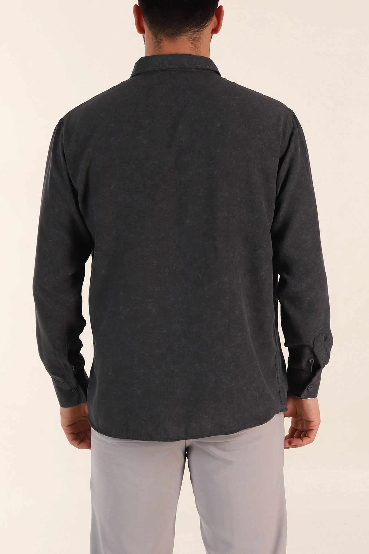 Antrasit Relaxed Fit Desenli Uzun Kollu Erkek Gömlek 369754