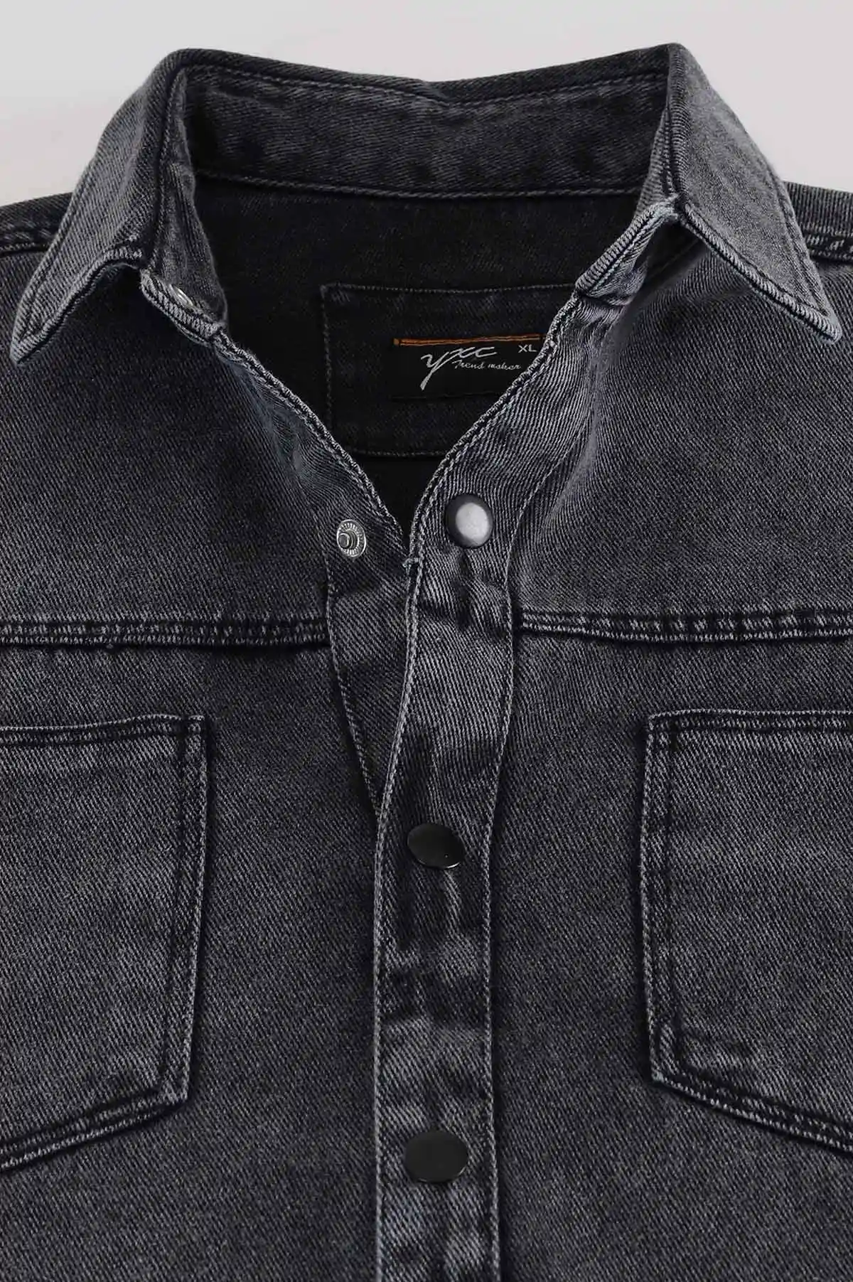 Antrasit Relaxed Fit Gabardin Çift Cepli Yıkamalı Erkek Gömlek 397971