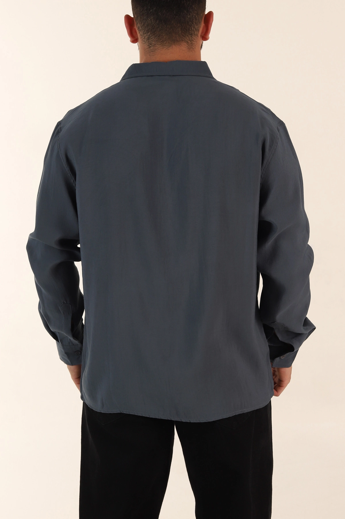 Antrasit Relaxed Fit Modal Kumaş Uzun Kollu Erkek Gömlek 368660