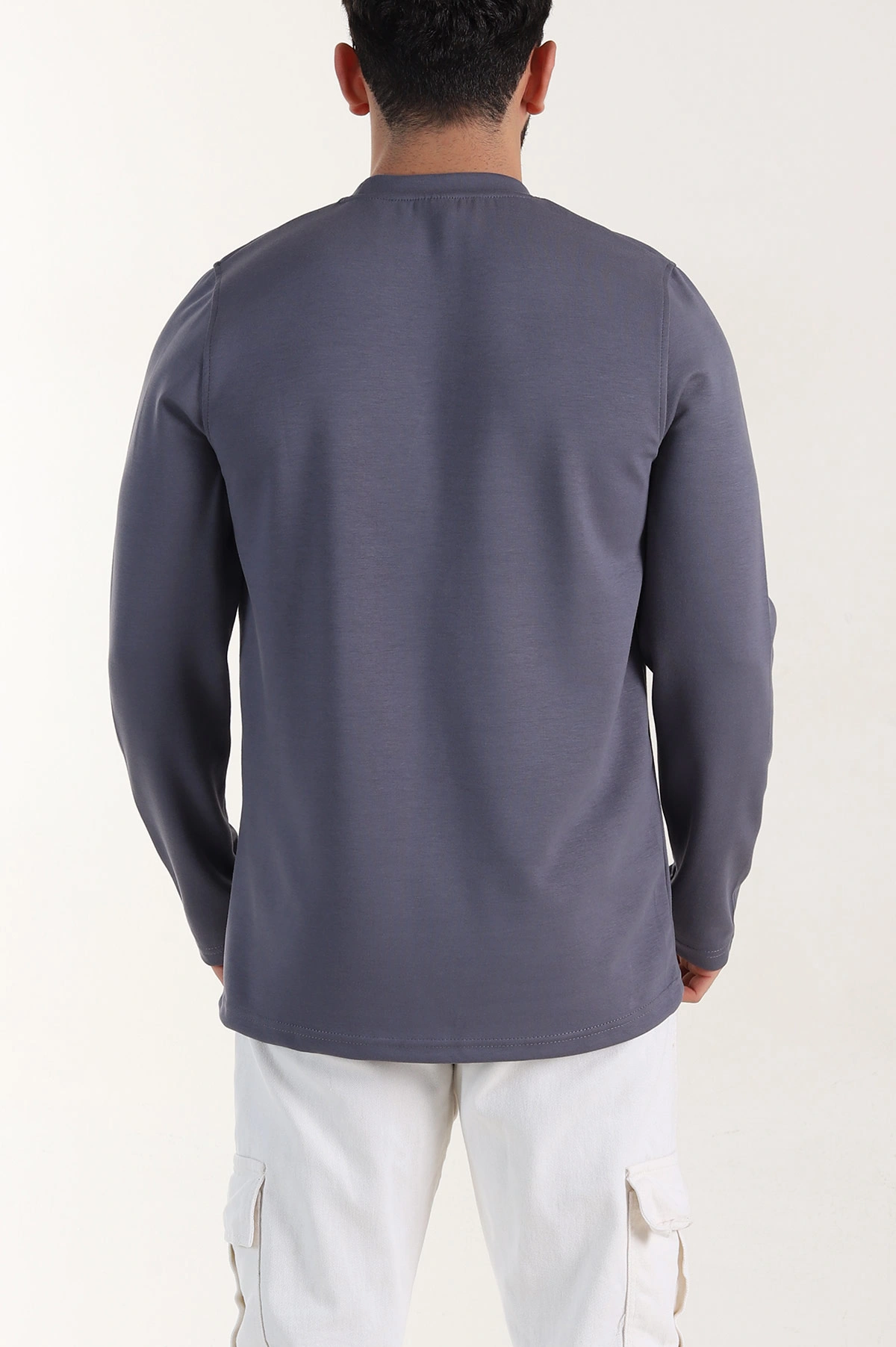 Antrasit Relaxed Fit Oysho Kumaş Nakışlı Yazı Detay Erkek Sweatshirt 399389