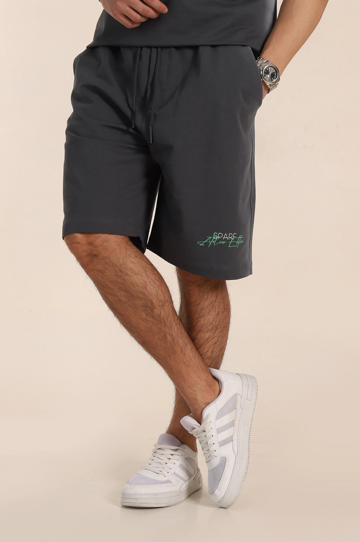 Antrasit Relaxed Fit Yıkamalı Yazı Detay Erkek Şort 354090